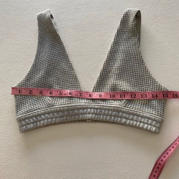 Aerie Waffle Knit Bralette – Women’s Medium Gray Deep V Soft Lounge Bra - Picture 7 of 8